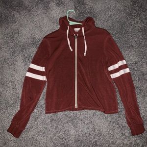 Wine red zip up jacket with hood